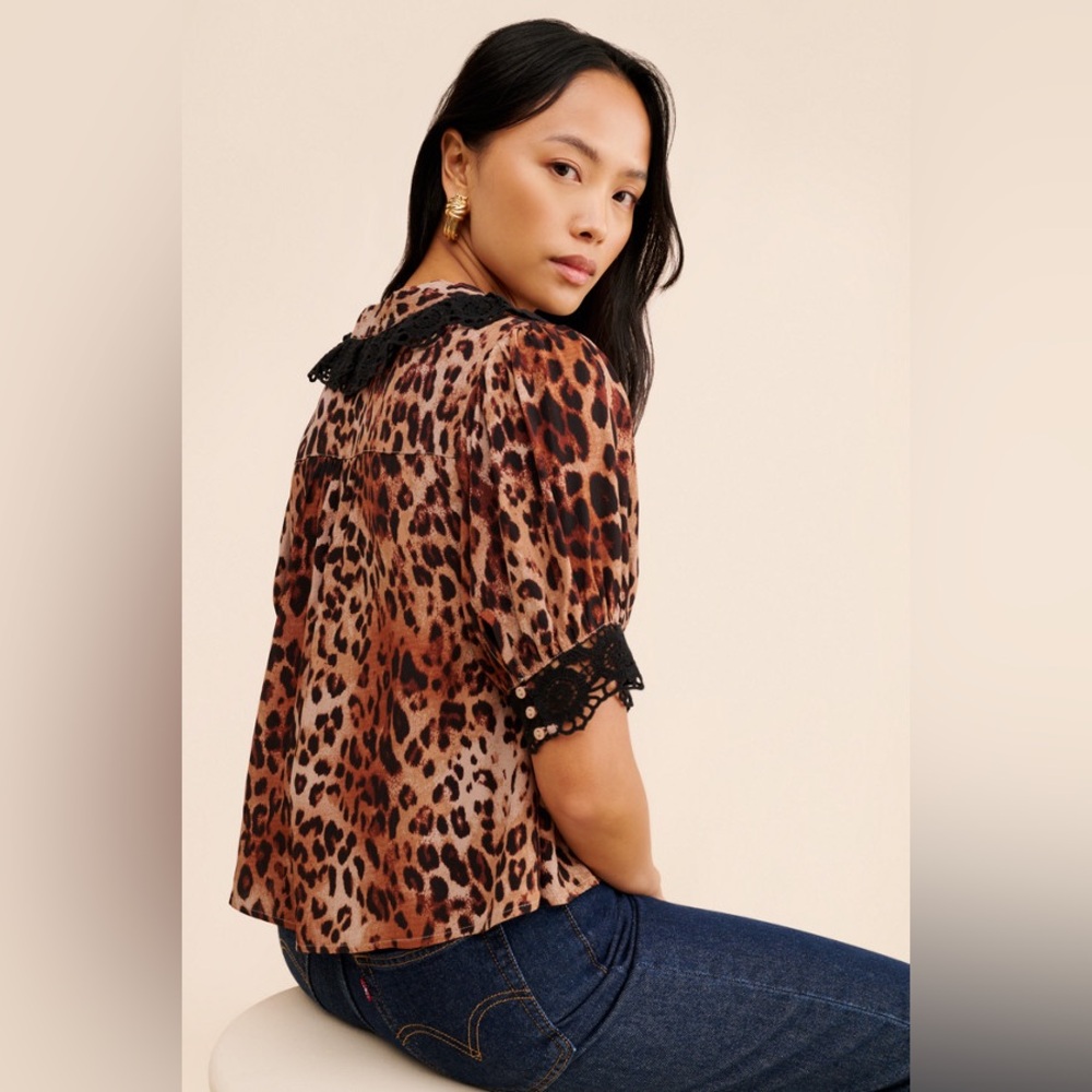 Free People My Love Printed Blouse in Leopard - Picture 3 of 14
